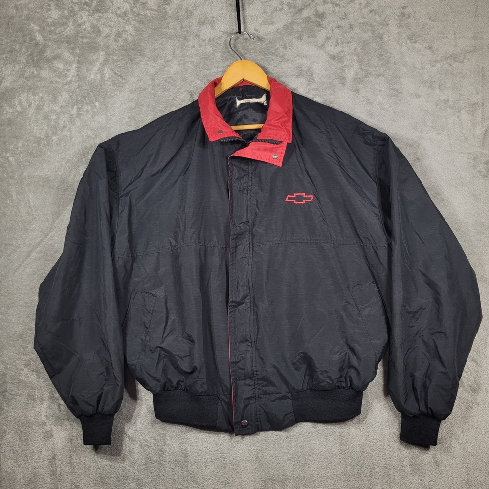 Vintage Chevrolet Bomber Jacket Mens XL Black 1991 Skilled Technician Coat